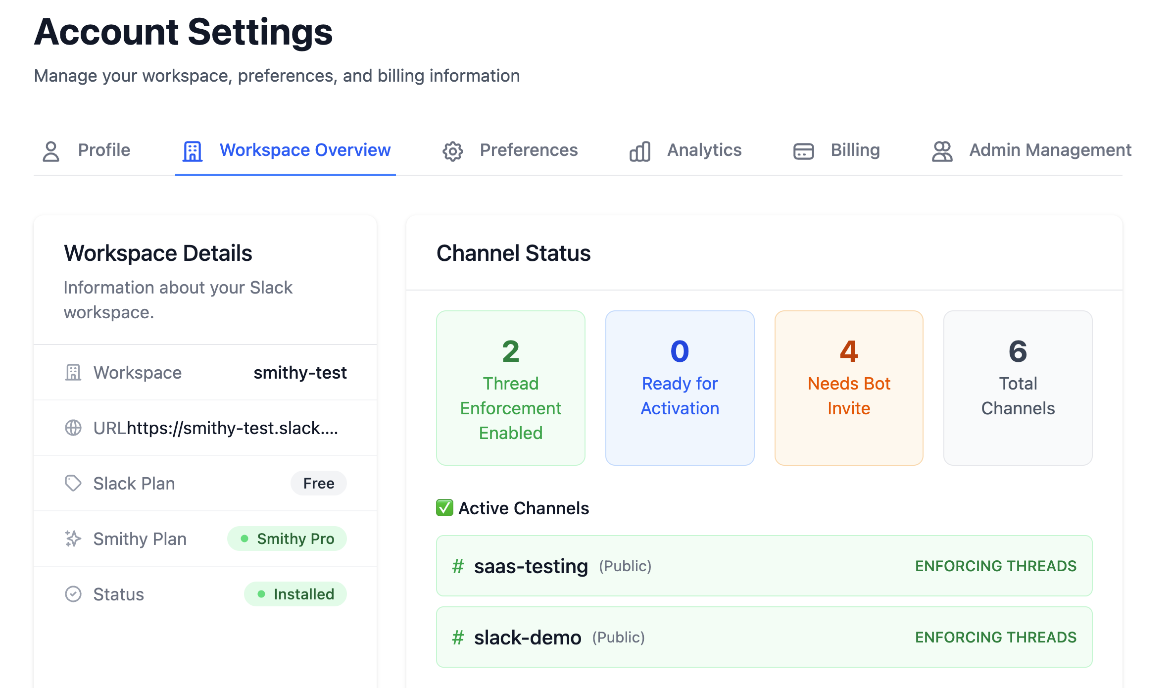 Multi-workspace dashboard